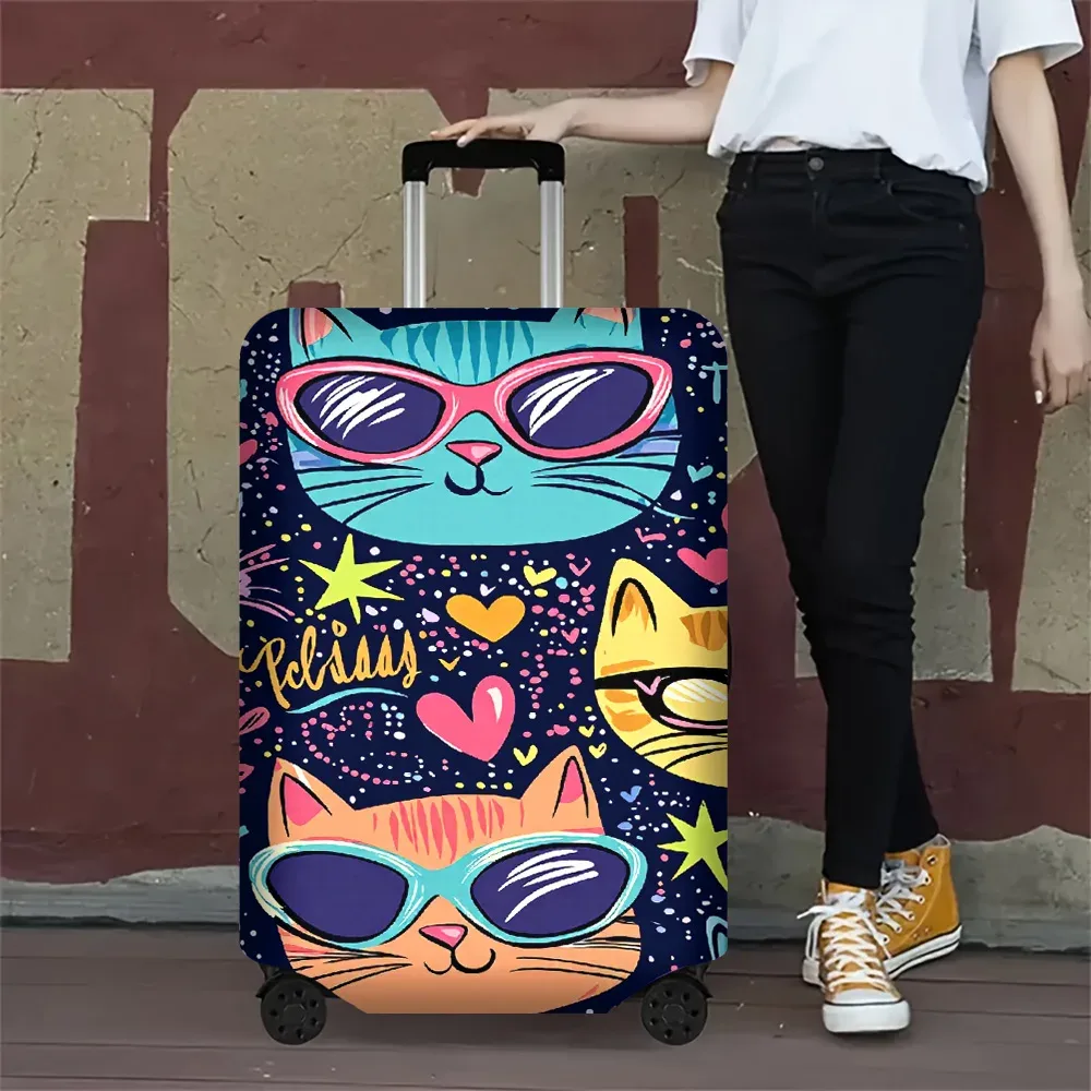 1 housse de bagage de style rétro sur le thème du chat, convient aux valises de 18 à 32 pouces, protège votre valise