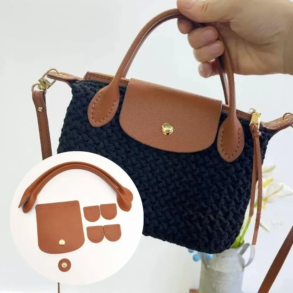1 ensemble de sacs à main diy, 8 pièces, poignée de sac avec trous, couverture à rabat, sacs en crochet faits à la main, accessoires, pièces de sac à dos pour femmes, tendance