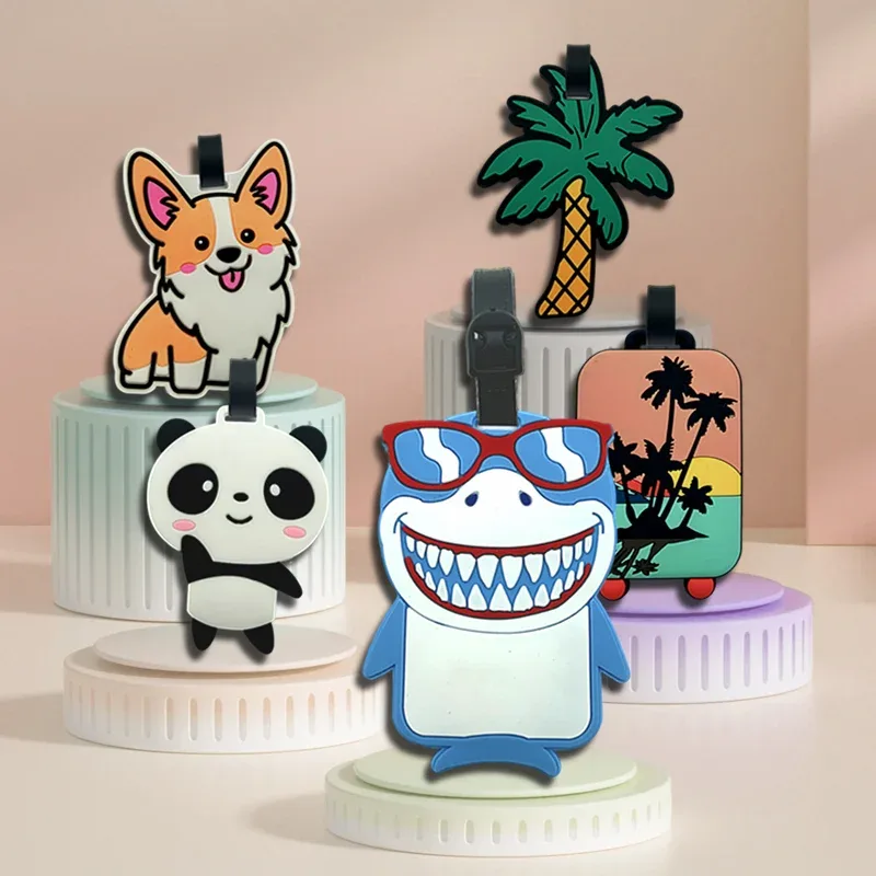accessoires de voyage tendance, animaux mignons, étiquettes de bagages, sacs de voyage en silicone, accessoires d'identification, porte-bagages, cartes d'embarquement, porte-objets