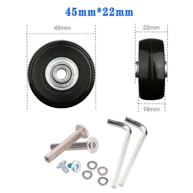 roues de remplacement à vis pour valise de voyage, kit de réparation d'essieu de roue 40/45/50/60/70/80/90/100/110/120mm, roulettes silencieuses
