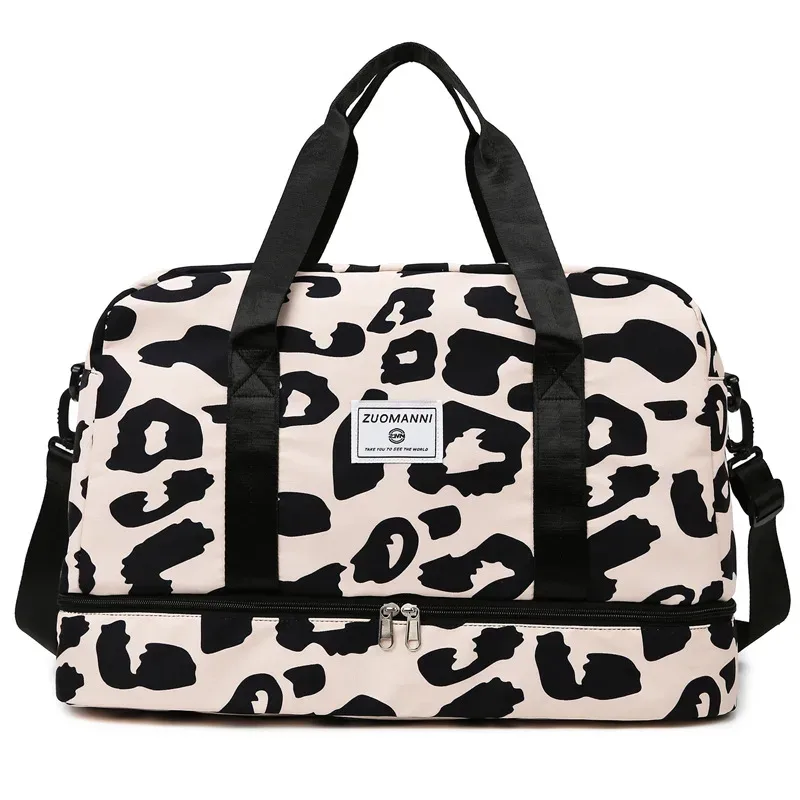 sac de voyage imprimé léopard zèbre pour femme, imperméable, grande taille, bagage, fitness, séparation du support sec, sac de sport, sac de week-end