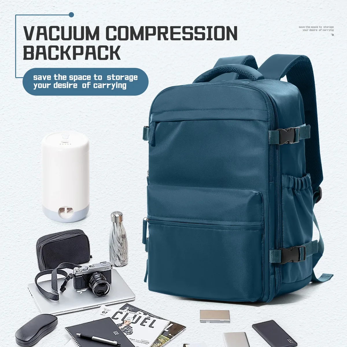 sac à dos de compression sous vide d'air, sac à dos pour ordinateur portable professionnel, sac à dos de voyage sous vide antivol de grande capacité pour femmes et hommes, randonnée