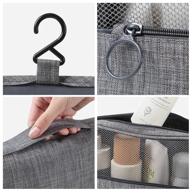 trousse de toilette de voyage pour femmes, organisateur suspendu portable pour shampoing, revitalisant, ensemble de pinceaux, accessoires de maquillage