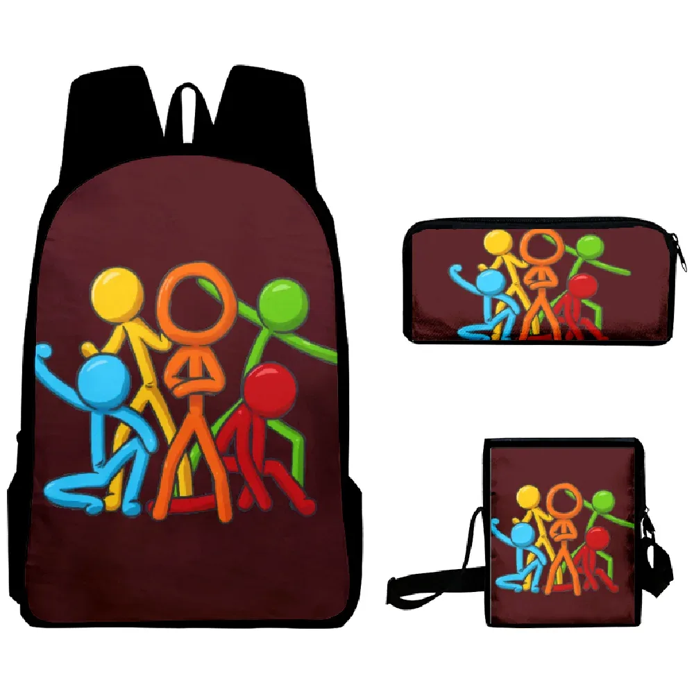 mode populaire cool alan becker impression 3d 3 pièces/ensemble sacs d'école pour élèves sac à dos pour ordinateur portable sac à dos sac à bandoulière incliné trousse à crayons