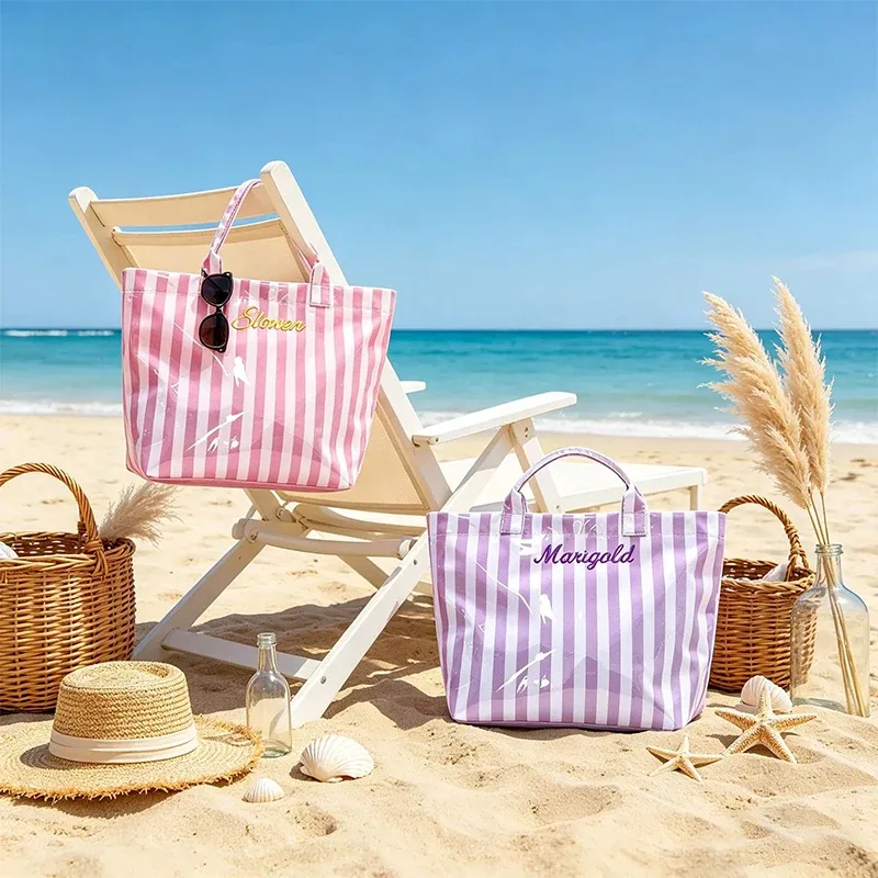 sac fourre-tout rayé personnalisé 1 pièce, sac de plage sur mesure, sac de voyage étanche, cadeau pour demoiselle d'honneur, cadeaux pour enterrements de vie de jeune fille, cadeau de mariage