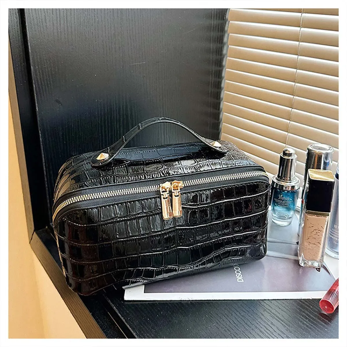 nouvelle trousse de toilette de voyage haut de gamme, de niche, grande capacité, pratique, avec motif écorce, 