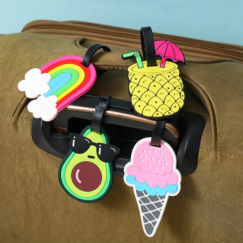 accessoires de voyage étiquettes d'embarquement de bagages créatives étiquette de bagage dessin animé voiture bus avion valise id addres support étiquette portable