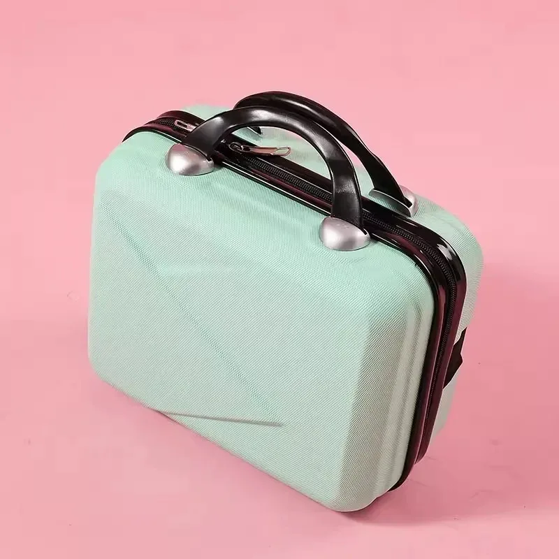 sac de maquillage de voyage pour femmes de 14 pouces, mini valise compacte en plastique abs, design uni, idéal pour un usage personnel