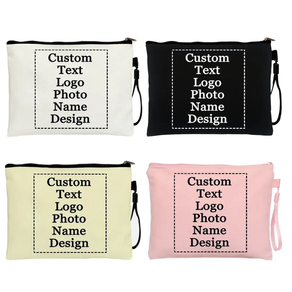Sacs de rangement pour maquillage personnalisés avec LOGO/Photo, sacs cosmétiques et de toilette, pochettes de maquillage, cadeau pour étudiants et mariées