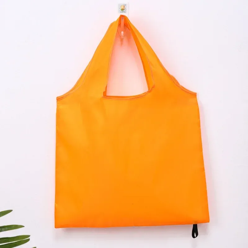 sac de courses réutilisable de couleur unie pour femmes et hommes, sac d'épicerie pliable en nylon, sac fourre-tout écologique, sacs à main portables
