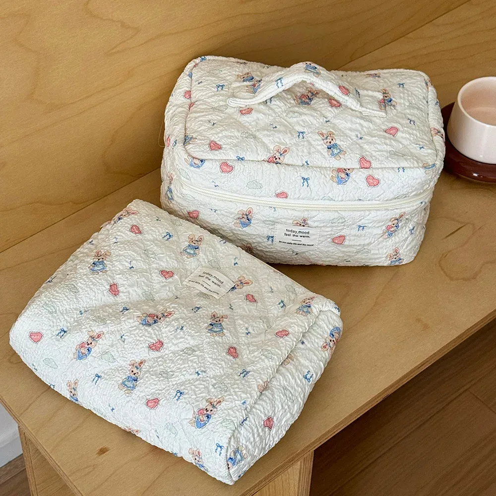 sac à cosmétiques pour femmes, animal de dessin animé mignon, fourre-tout de grande capacité, pochette matelassée, organisateur de voyage, sac à main de rangement de maquillage pour cadeau