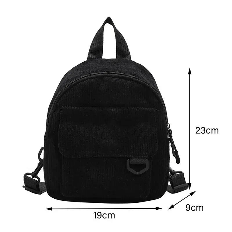 mini sac à dos en velours côtelé pour femme, cartable pour femme, monochrome, grande capacité, durable, simple, décontracté, voyage, document, mode
