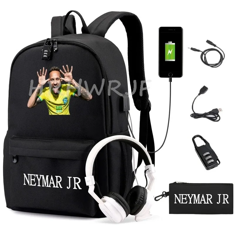 sac à dos neymar imprimé usb pour adolescents, sac à bandoulière pour ordinateur portable, sac à dos à la mode pour filles et garçons, sacs à dos pour lycée, mochilas de voyage