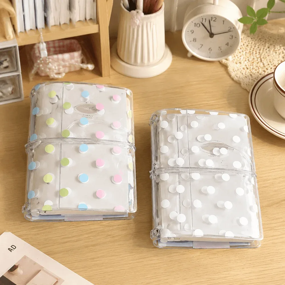 porte-passeport durable à pois avec bande élastique, couverture transparente pour carnet tn, étui de passeport portable transparent pour voyage