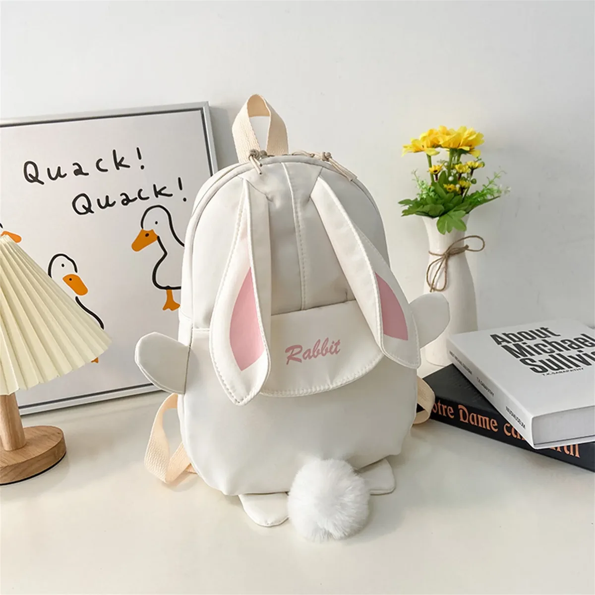 fille lapin oreille sac à dos cartable décontracté étanche grande capacité école sac à dos lisse fermeture éclair solide adolescents voyage et cadeaux