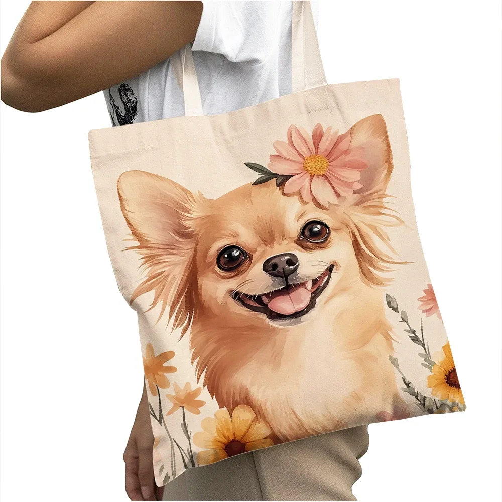 sac à main pour femme avec motif de chien mignon (corgi, golden retriever, pug), sac de shopping grande capacité, sac à bandoulière pour enfant