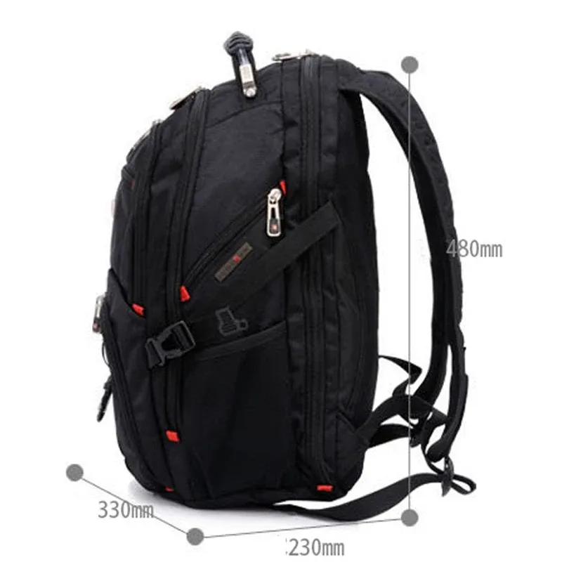 sac à dos suisse pour hommes 17.3 pouces ordinateur portable école sacs de voyage unisexe grande capacité sac à dos étanche mochila d'affaires
