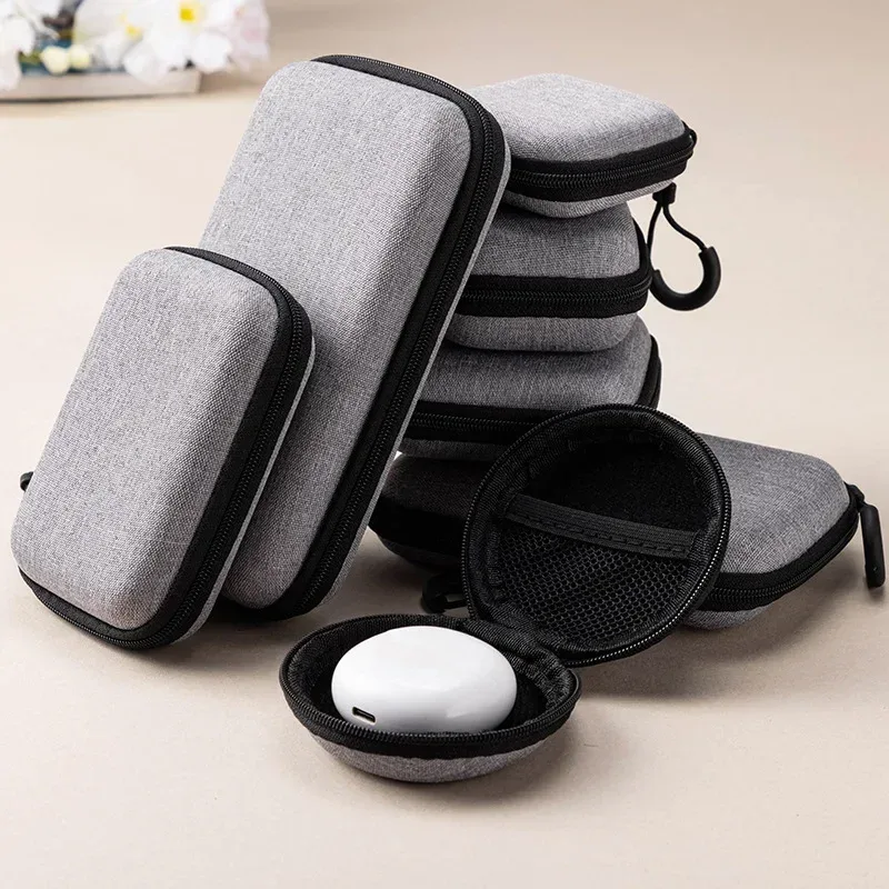 mini sac de rangement de produits numériques gris, casque portable, câble de données usb, chargeur, étui de rangement en u stick, étui de protection antichoc