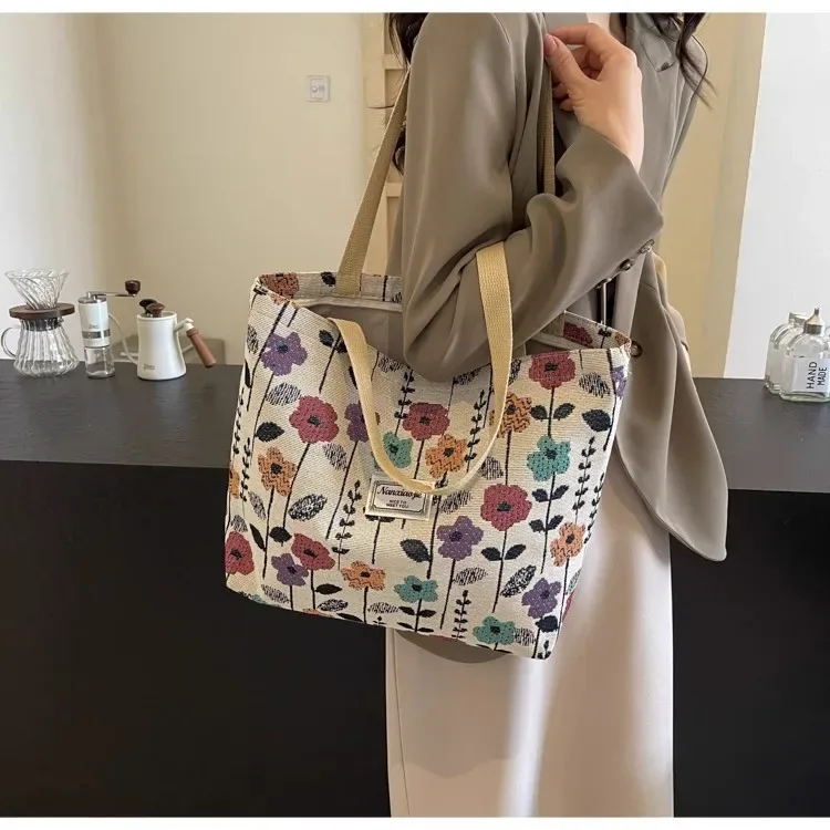 sacs à bandoulière grande capacité pour femmes, sac en toile style ins, sac fourre-tout pour cours, trajets quotidiens et shopping