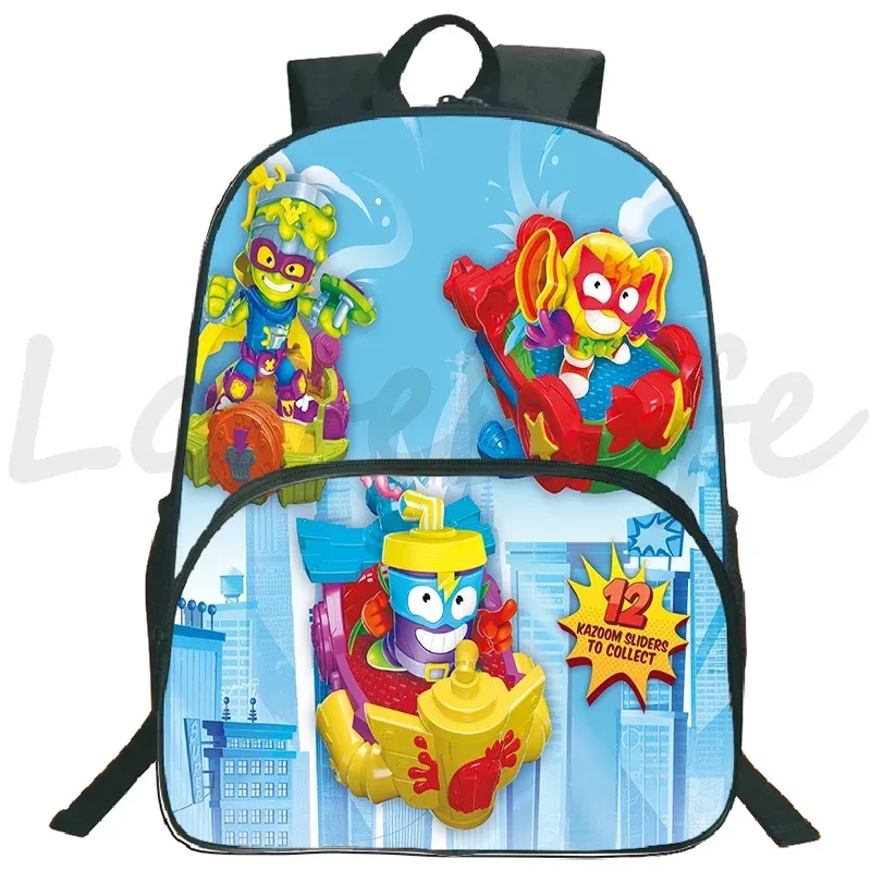 jeu superzings sac à dos 16 pouces garçons filles bookbag dessin animé sac à dos superthings sacs d'école étudiants sacs de voyage sac à dos à fermeture éclair