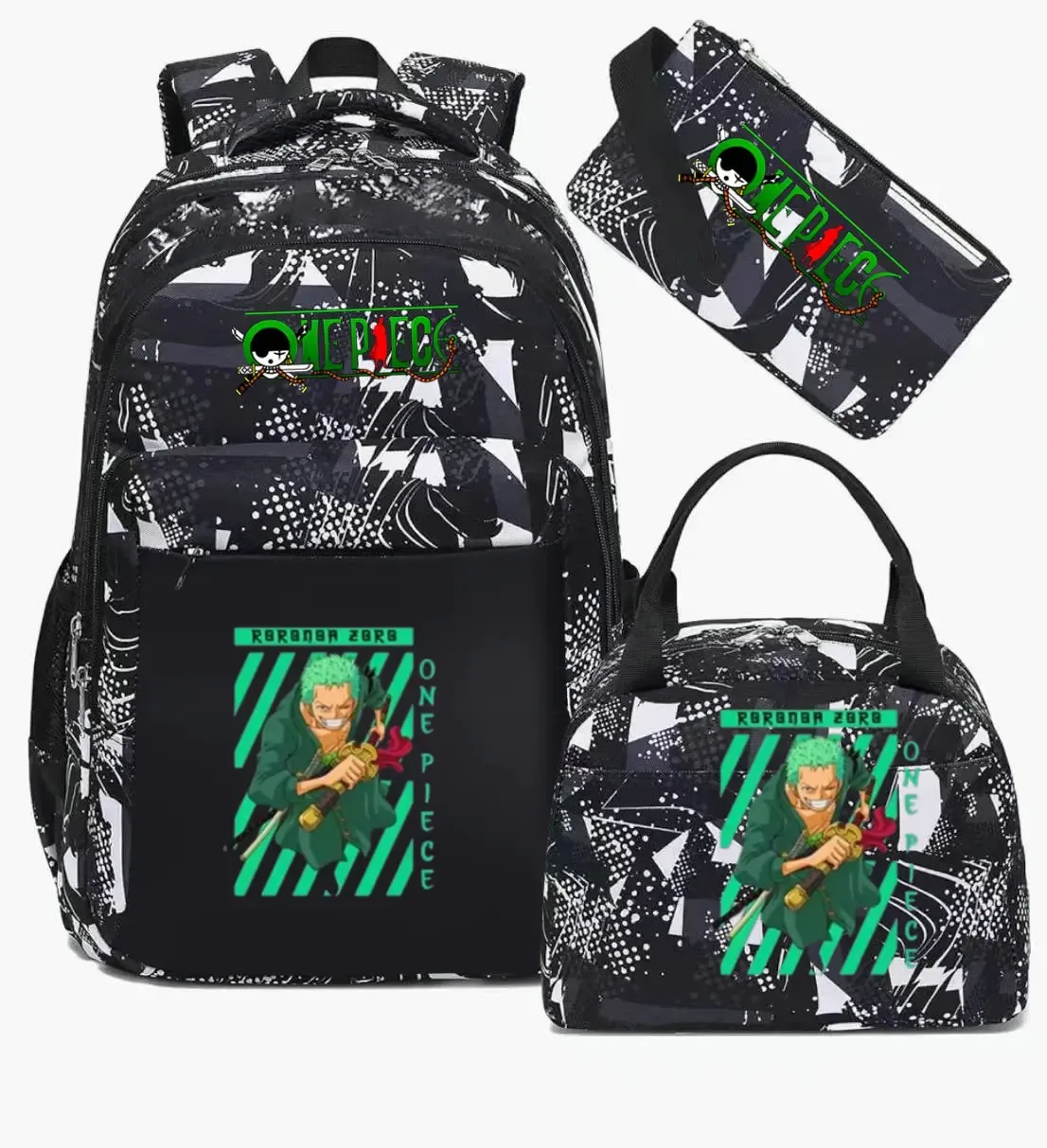 sac à dos one piece 3 pièces camouflage pour adolescents, sacs d'école pour ordinateur portable, sacs de voyage pour collégiens/lycéens, mochilas