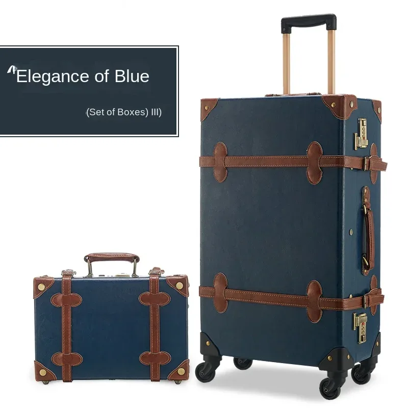nouveau ensemble de valise rétro antidéflagrant fermeture éclair pp + pc boîtier de chariot à bagages 20/22/24/26 pouces valise de voyage de grande capacité