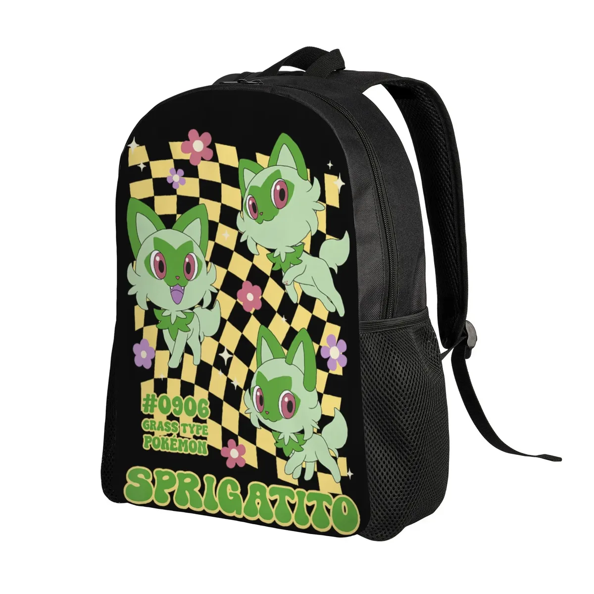 Sacs à dos Pokemon Sprigatito, sac à dos rétro avec logo Pokemon Grass Type, sac à dos de grande capacité pour le campus