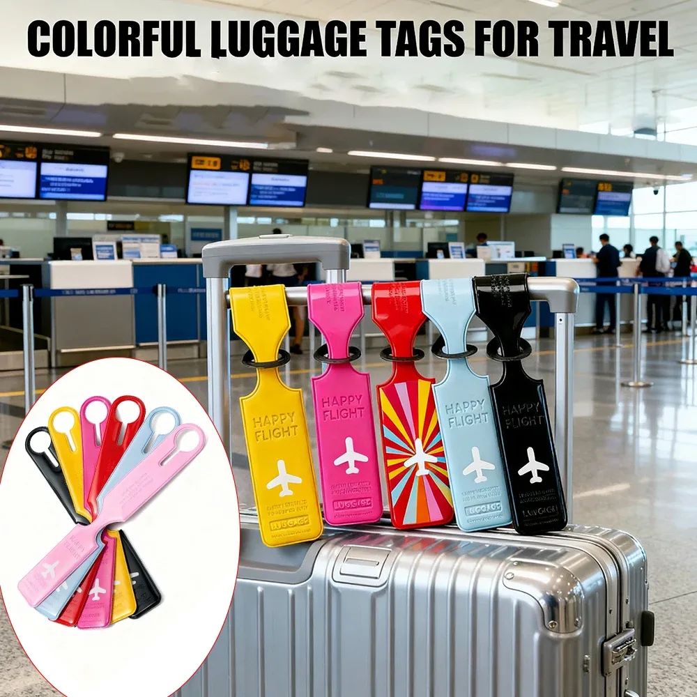 6 étiquettes de bagages en pvc – accessoires élégants pour sacs à motif plat, pour une identification sûre et 