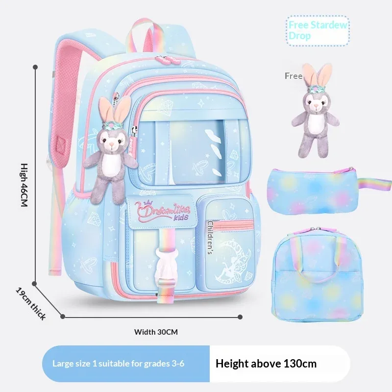 sac à dos d'école pour filles, 3 pièces, grande capacité, sac d'école pour enfants avec étui de transport pour crayons et repas, sac à dos de voyage, cadeau pour enfant