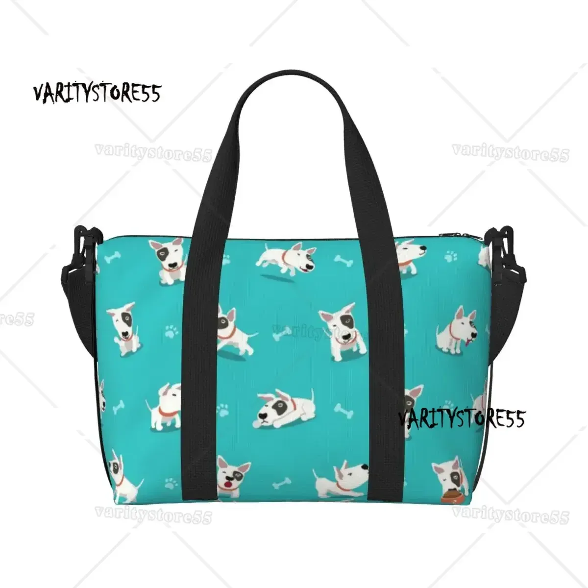 sac fourre-tout personnalisé à motif répété de chien bull terrier pour femmes, sac de voyage à bandoulière de grande capacité pour animaux de plage et de gymnastique