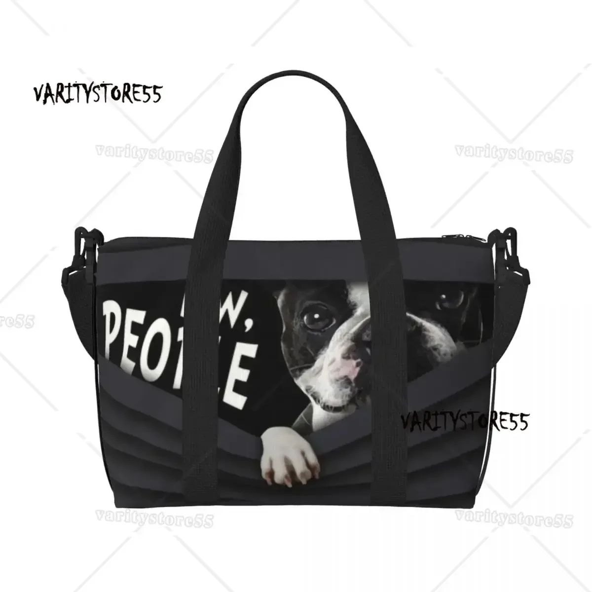 sac fourre-tout personnalisé à motif répété de chien bull terrier pour femmes, sac de voyage à bandoulière de grande capacité pour animaux de plage et de gymnastique