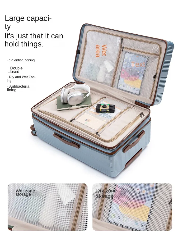 nouvelle valise extensible 2026 de 30 pouces, grande capacité, rangement profond, matériau pc, compartiment 3:7, valise cabine de 20 pouces