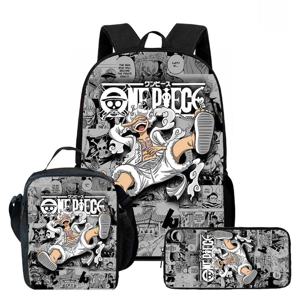 sac à dos scolaire léger et réglable 3-en-1 one piece avec sac à lunch et trousse à crayons pour enfants de 6 à 10 ans, école primaire