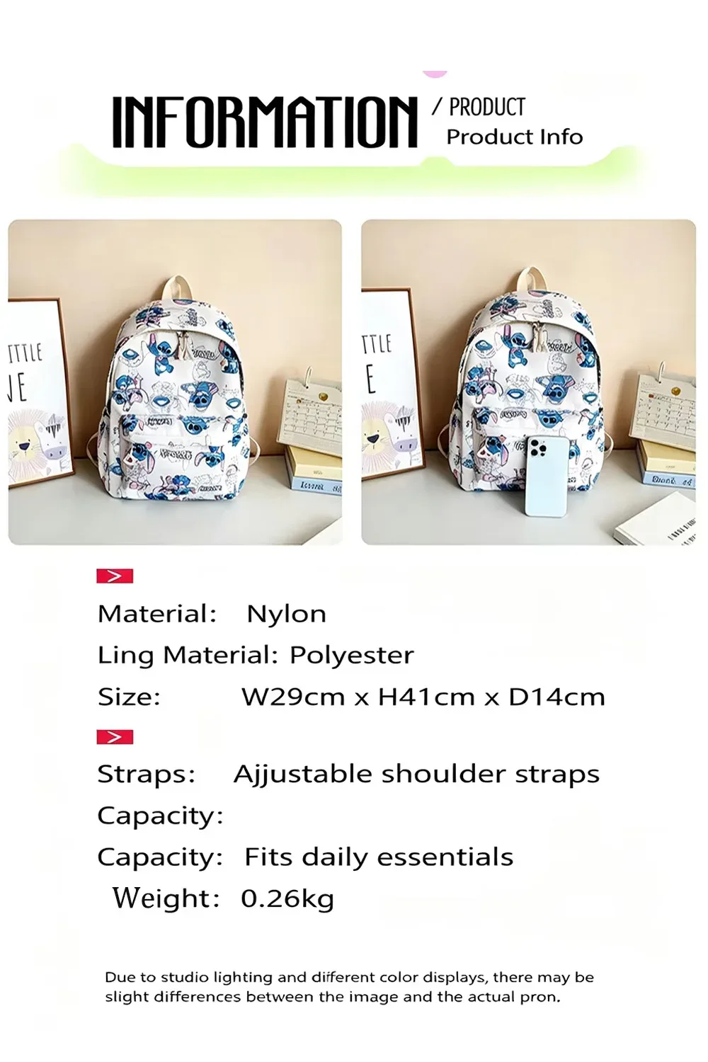 sac à dos scolaire grande capacité à double bandoulière, motif dessin animé, pour loisirs en extérieur, cadeau de collection charmant