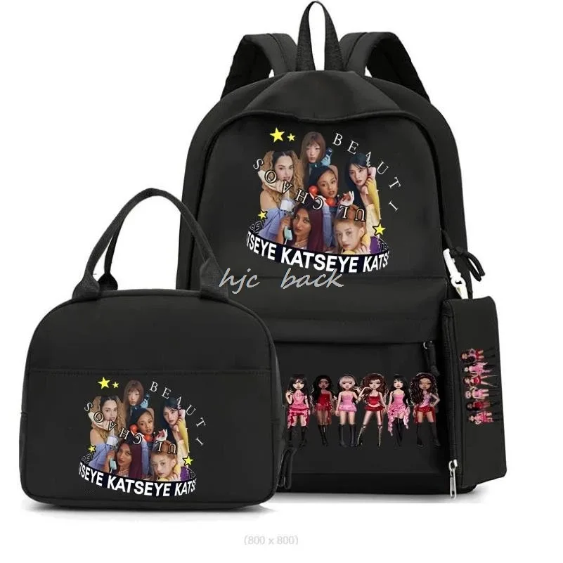 hot katseye drôle impression sacs à dos 3 pièces ensemble femmes ordinateur portable en nylon sacs d'école pour adolescentes garçons kawaii étudiants enfants