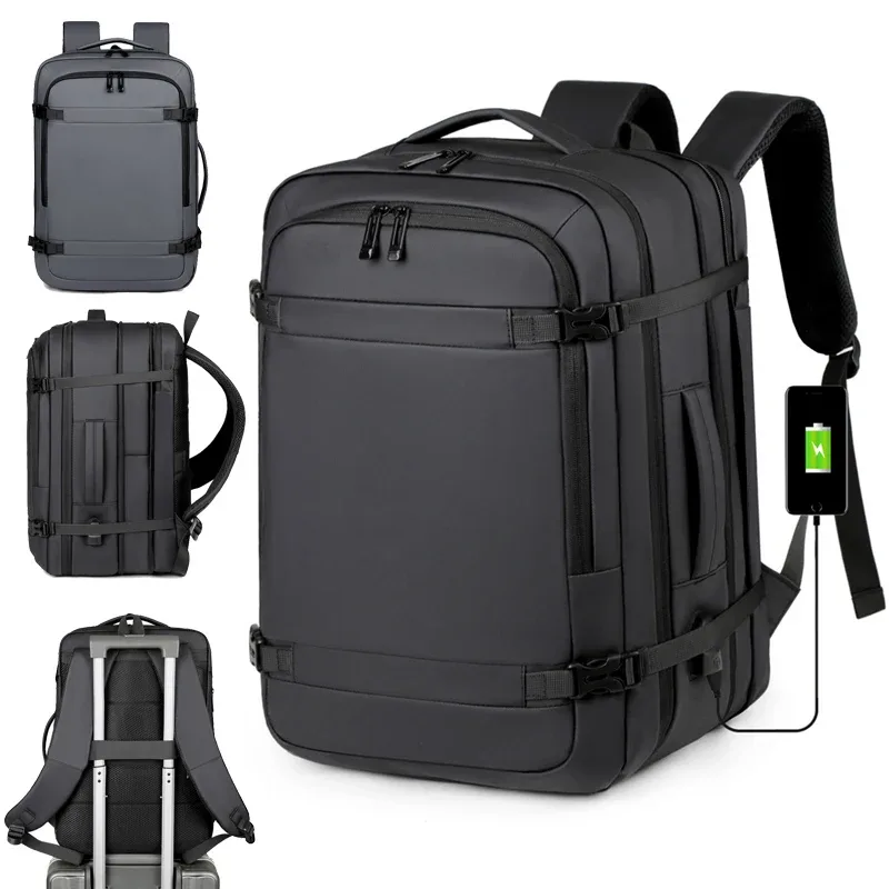 sac à dos de chargement usb hydrofuge décontracté d'affaires, sac à dos extensible de grande capacité pour hommes et femmes, vêtements de travail et voyages d'affaires, sacs d'ordinateur de 14 pouces