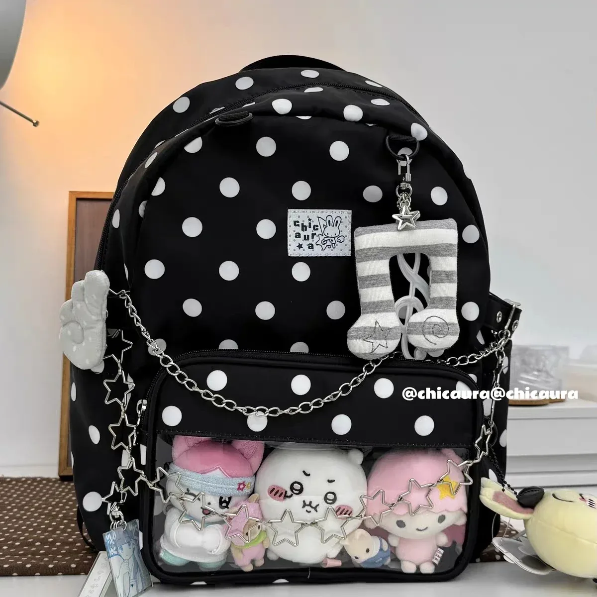 nouveau sac à dos harajuku doux et mignon pour filles, sac à poupées ita bag, sac à dos polyvalent style ins, grande capacité, à pois
