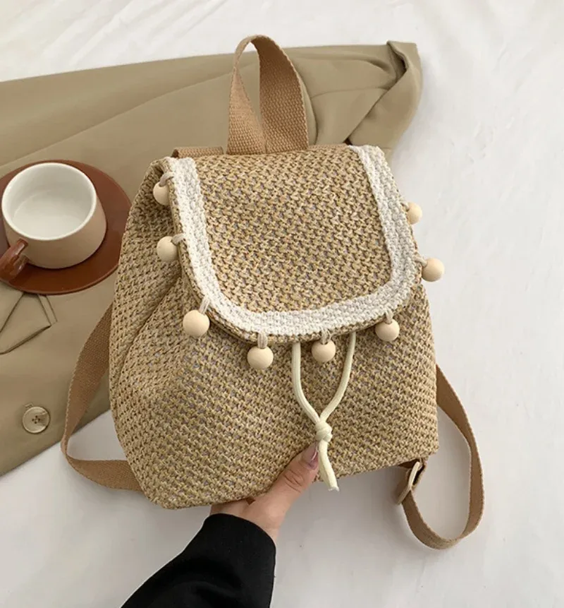 sac à dos tissé en paille personnalisé pour filles, cadeau d'anniversaire unique, sac à dos de plage, nom personnalisé, sac à dos de vacances