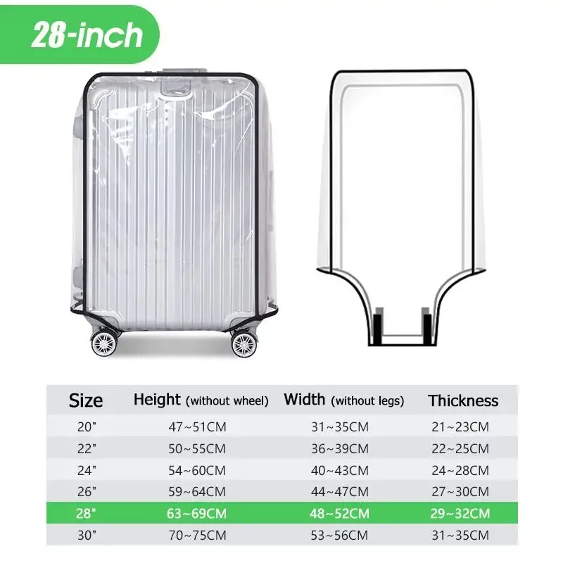 housse de valise transparente 2027, imperméable et anti-poussière, en pvc résistant à l'usure, convient aux valises de 20 à 30 pouces