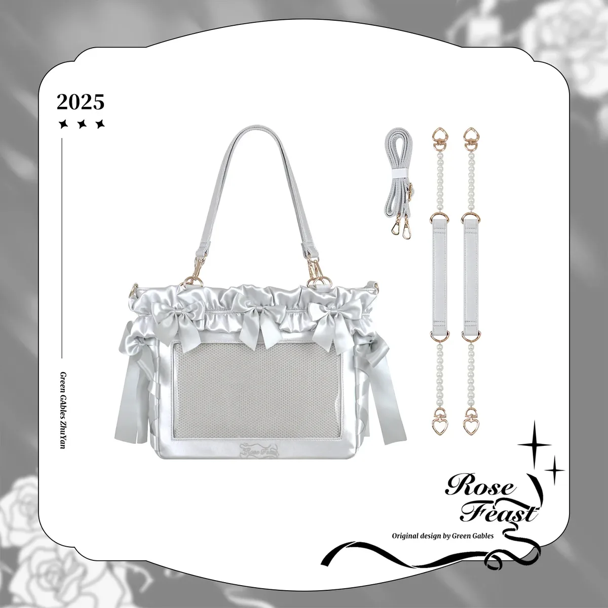 sac de douleur original avec nœud en satin doux, grande capacité, sac à bandoulière pour ordinateur portable de 14 pouces, fourre-tout avec chaîne de perles pour filles et femmes