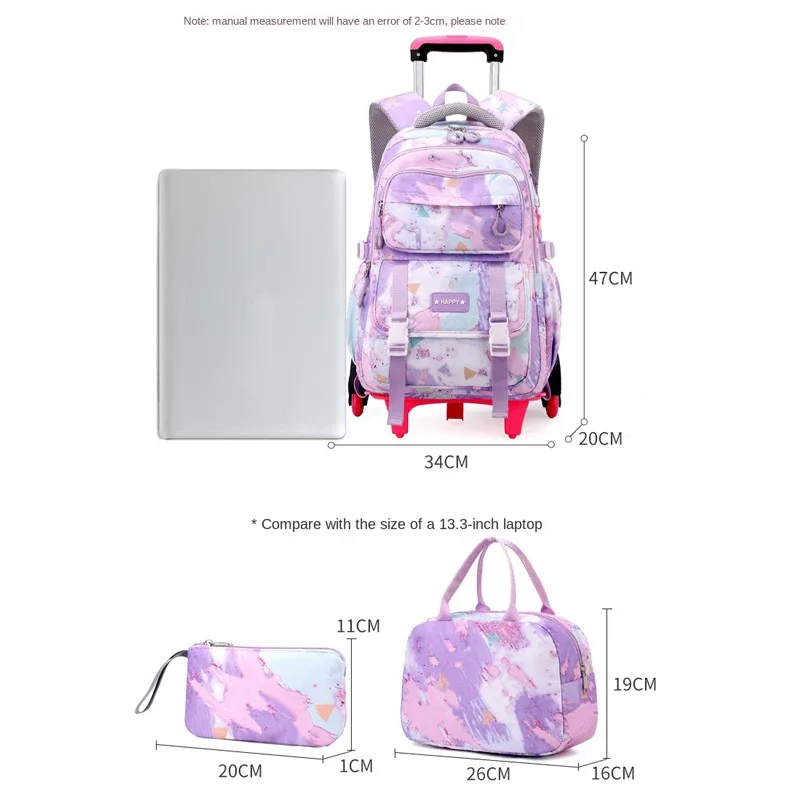 sac à dos scolaire à roulettes pour enfants, sac à dos à roulettes pour filles, sac à roulettes pour étudiants, bagage à roulettes de voyage