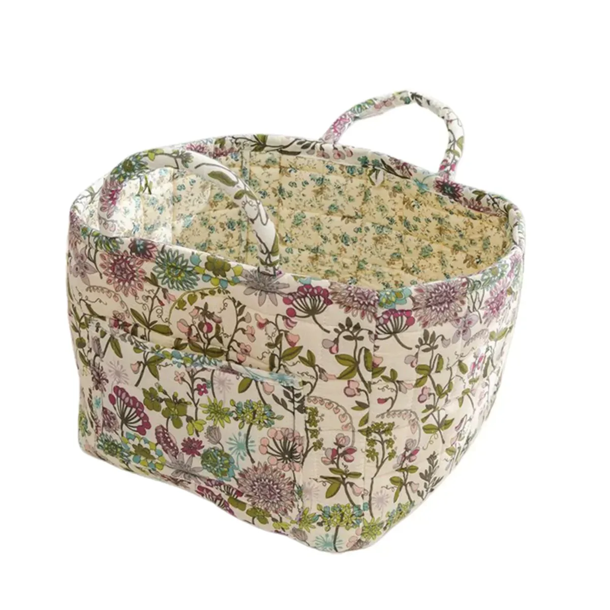 panier de rangement à motifs floraux pour femmes, paniers à linge doux en tissu de grande capacité avec poignées faciles à transporter, sac fourre-tout de voyage