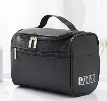 trousse à cosmétiques simple personnalisée – trousse de toilette brodée personnalisée de grande capacité, pochette de rangement de voyage portable, nom personnalisé m