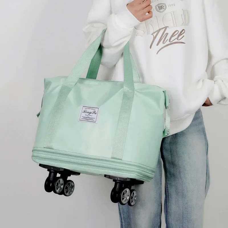 sac de voyage à roulettes spinner wheel, grande capacité, extensible, avec bandoulière, bagage à main pour femme, week-end