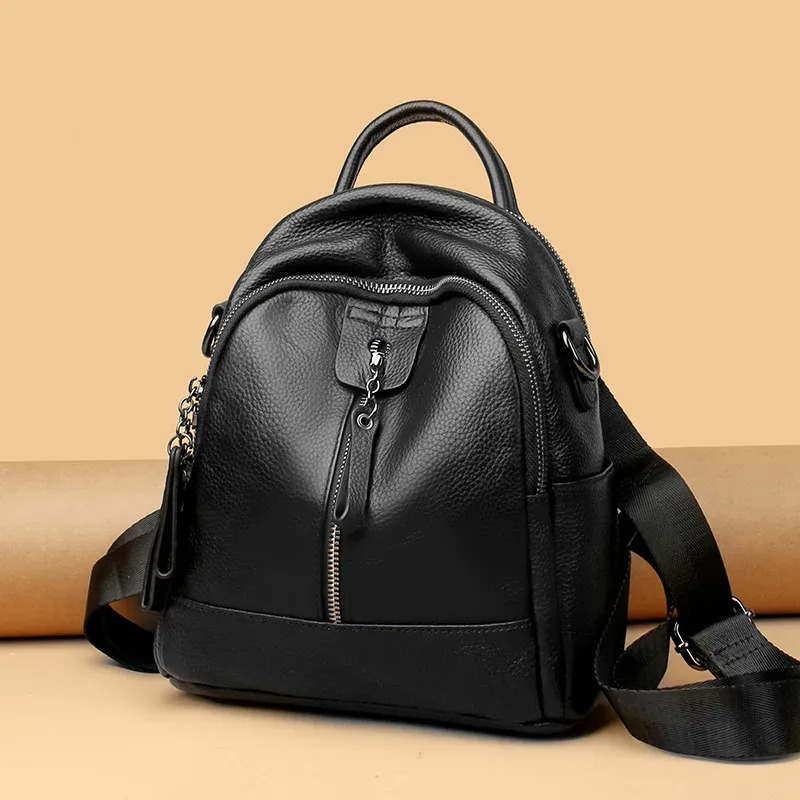 sac à dos en cuir de vache 2021 souple pour jeunes filles et femmes, accessoire de mode avec couche supérieure en véritable peau de vache, pour livre, style sac à dos, 100%