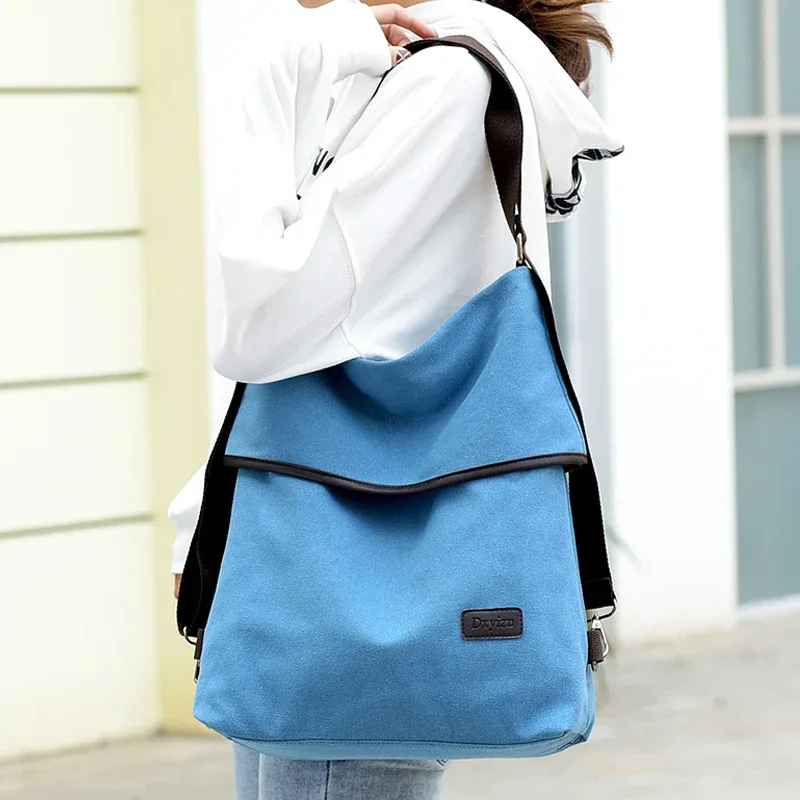sac à dos en toile multifonctionnel pour femmes, sac de voyage multi-poches, sac d'école pour adolescentes
