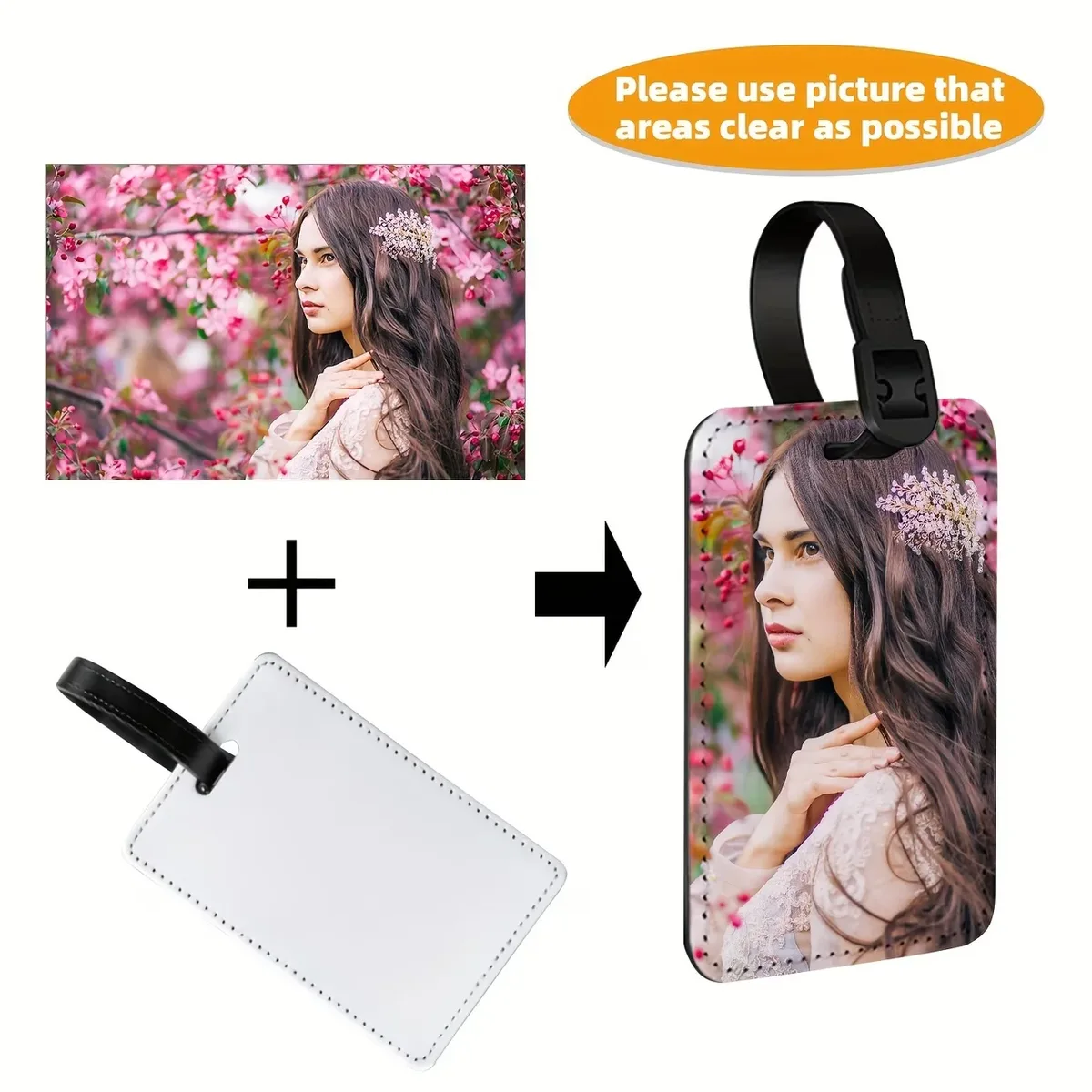 étiquettes de bagages personnalisées avec photos personnalisées - convient aux valises, aux sacs à dos et aux sacs à main. porte-documents de voyage en pu durable
