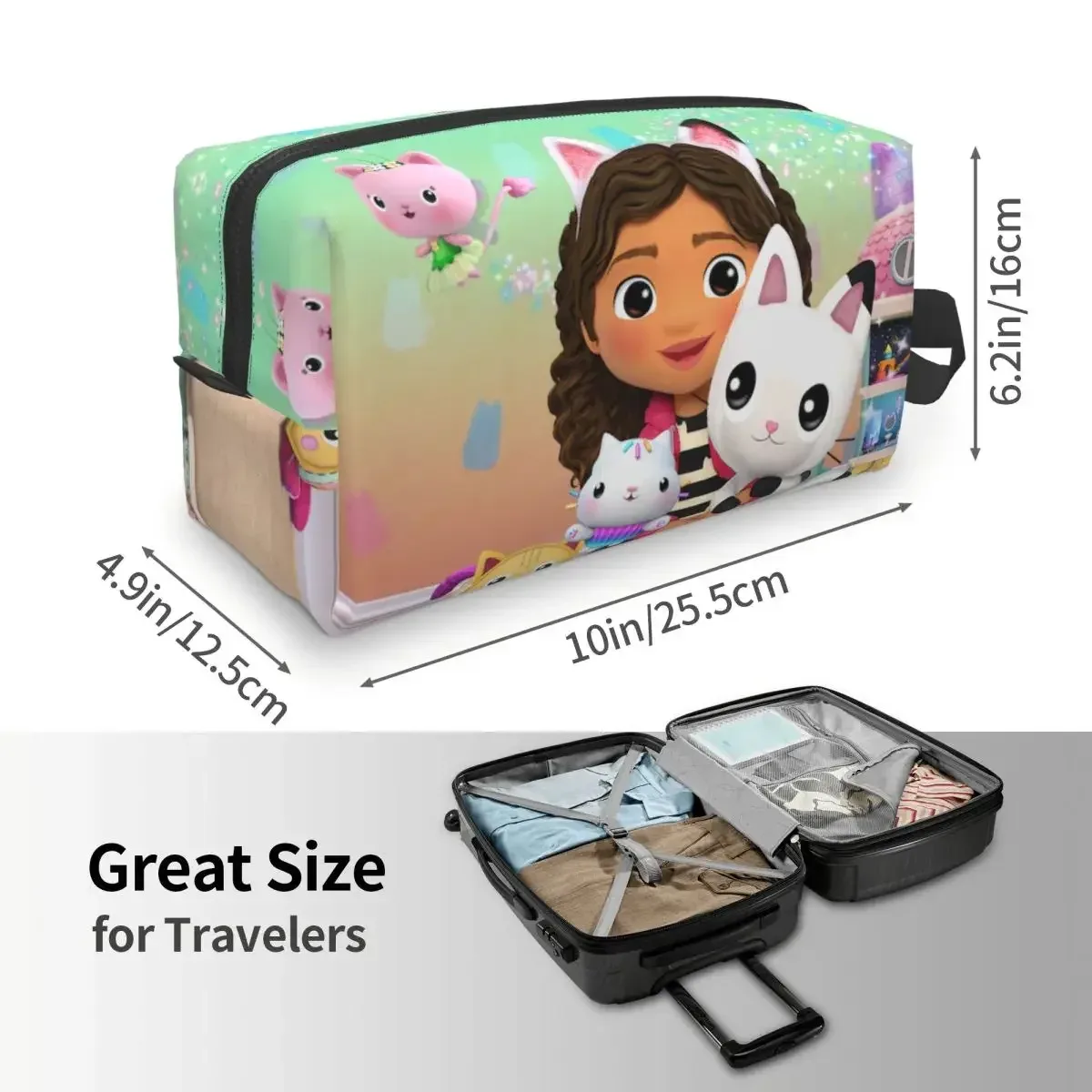 trousse de toilette de voyage pour maison de poupée gabbys, pour gabby cat pandy paws, organisateur de maquillage et de cosmétiques, kit de rangement de beauté dopp