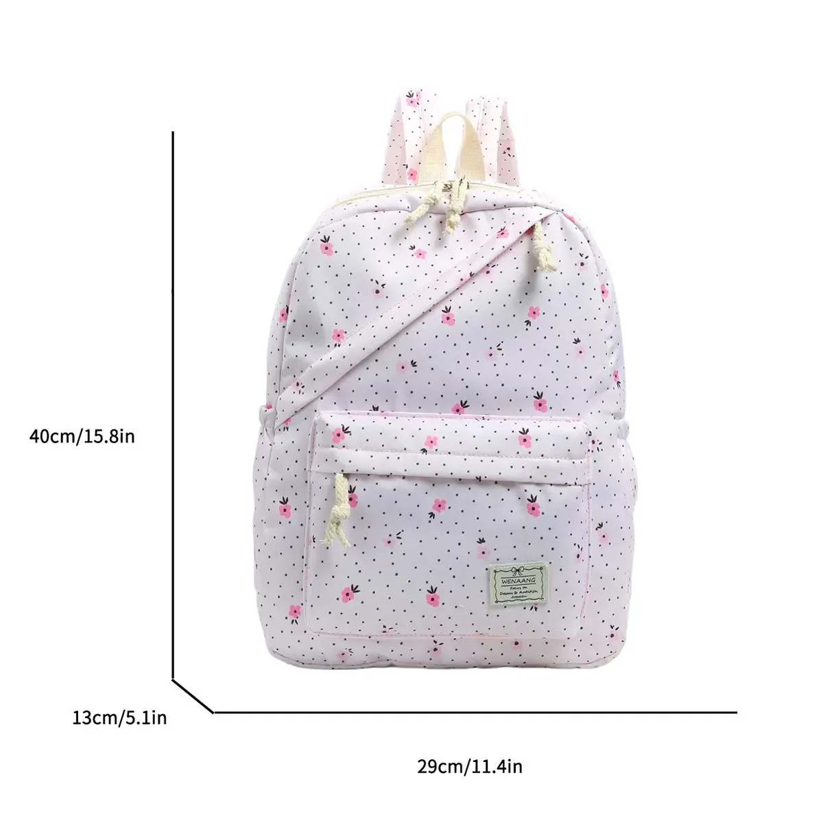 sac à dos pour fille à pois et fleurs, léger, grande capacité, multifonctionnel, pour étudiants, campus et extérieur