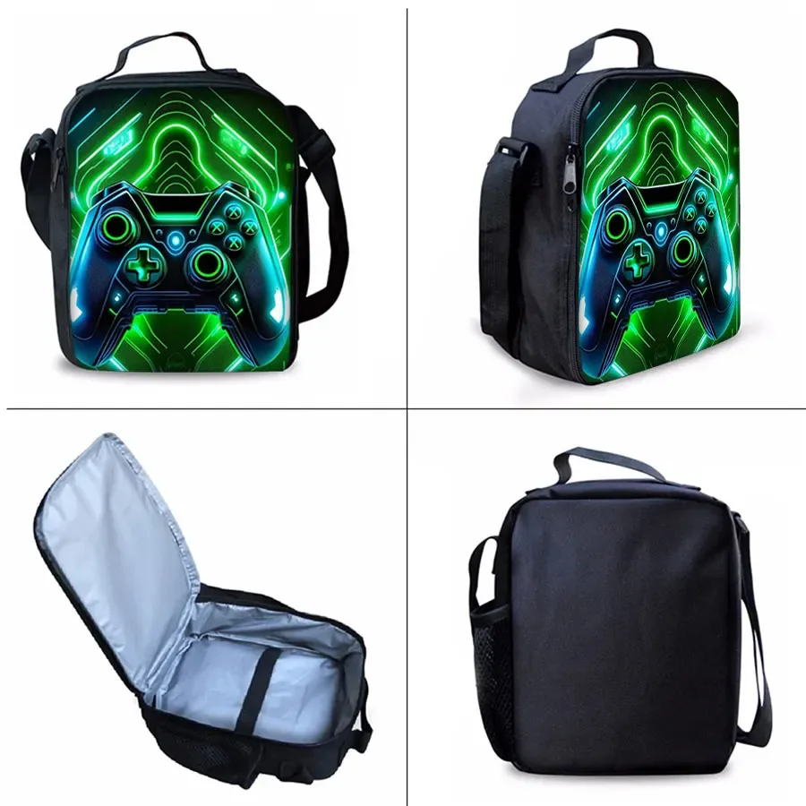 sac à dos à motif console de jeu, ensemble de trois pièces, pour garçons et filles, meilleurs cadeaux, sac à dos scolaire 2d plat dessin animé pour enfants